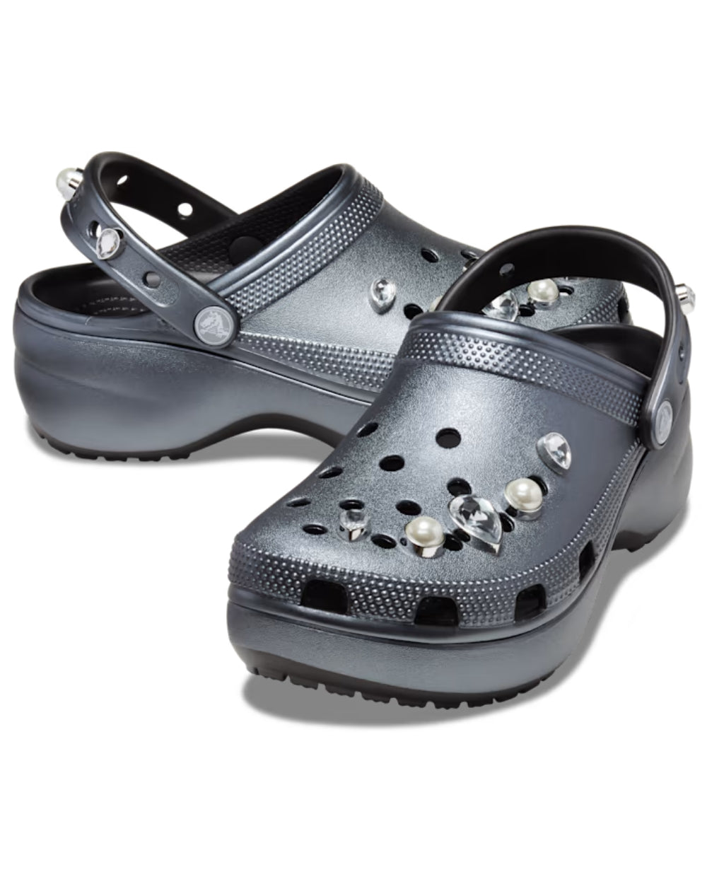 Crocs Classic Platform Crystals & Pearls Clog Black