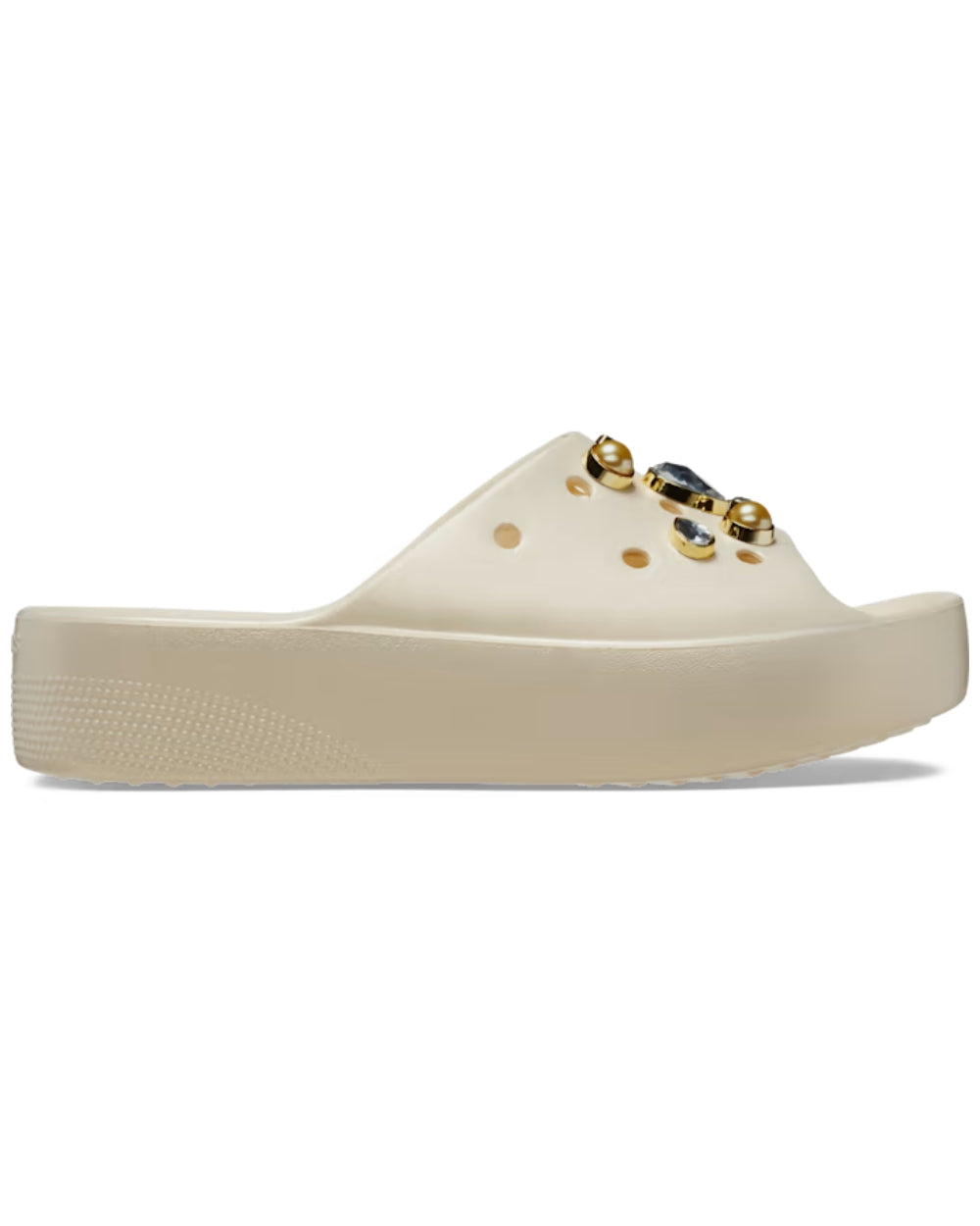 Crocs Classic Platform Crystals & Pearls Slide Vanilla