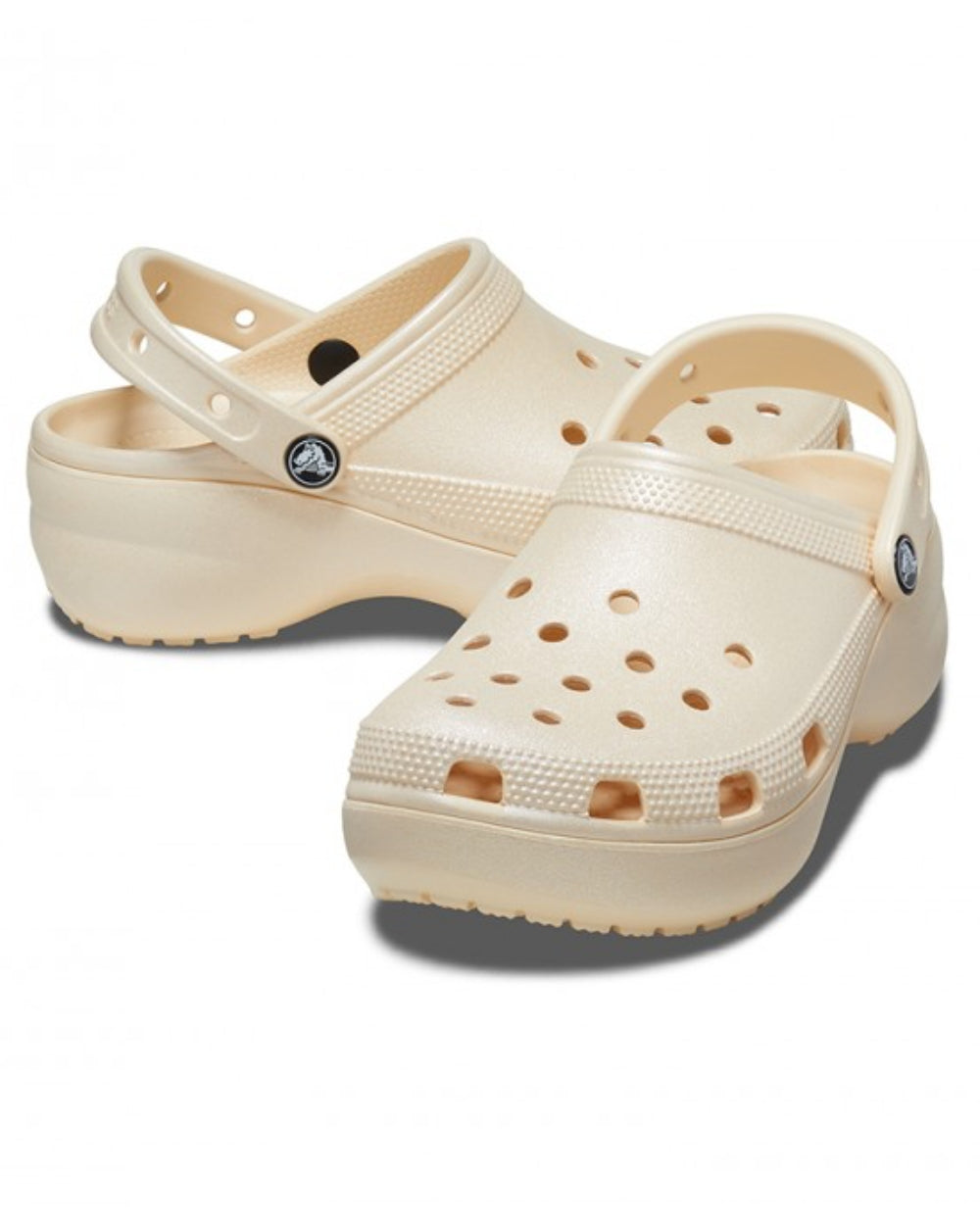 Crocs Classic Platform Shimmer Clogs Vanilla